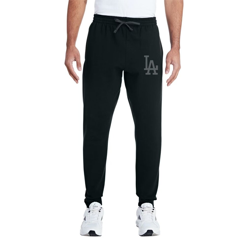 NEW Los Angeles Dodgers Monogram LA Tonal Logo Fleece Joggers Sweatpants BLACK